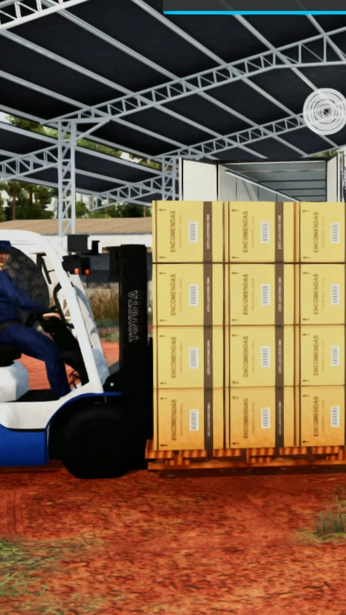 Forklift collecting pallet in Euro Truck Simulator 2